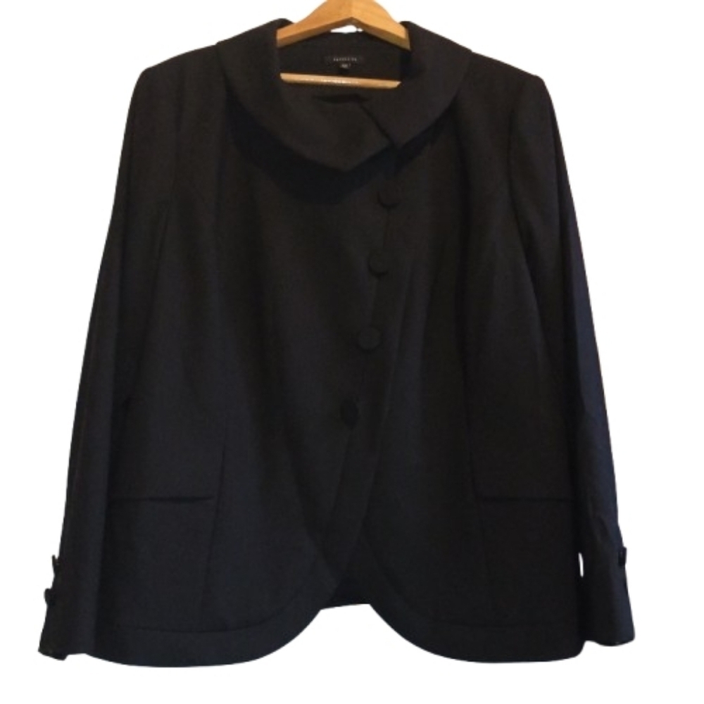 Semantiks 16W Black Wool Blazer Asymmetric Drape Collar Jacket Plus Size - Picture 1 of 12